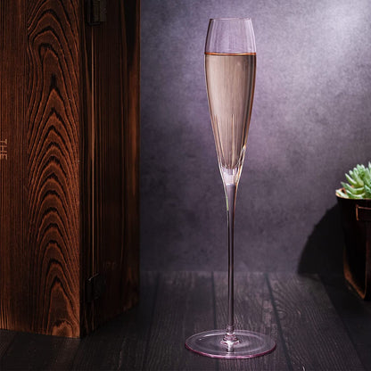 The Wine Savant Parisian Performance Glassware French Paris Collection Crystal Pink Glasses, Red & White Wines For Weddings Present Everyday Beautiful Gift Anniversary (Champagne)
