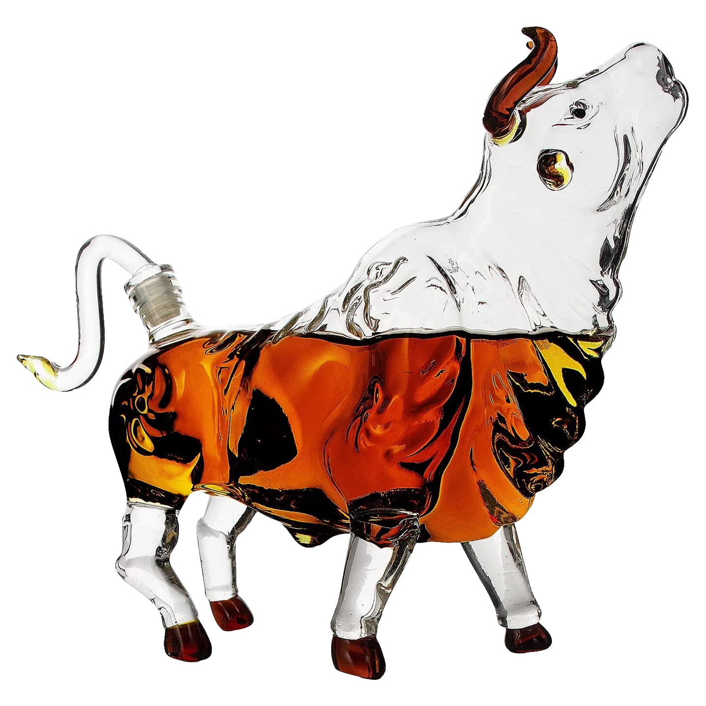 The Wine Savant Charging Bull Heads Up Animal Liquor Decanter Made For Bourbon, Whiskey, Scotch, Rum, or Tequila, Zodiac Shape