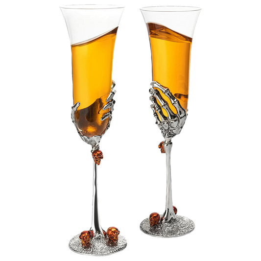 Stemmed Skeleton Champagne Glasses Set of 2 by The Wine Savant