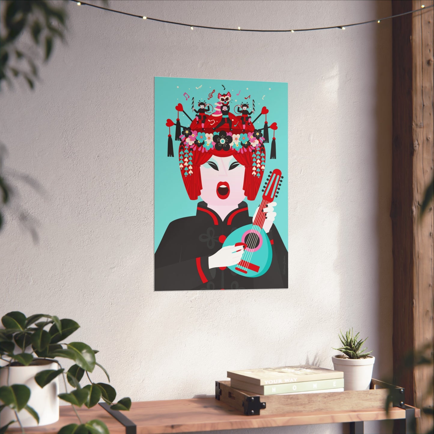 Giclée Fine Art Print - Arte de la Ópera de Beijing - El jugador de la mandolina 