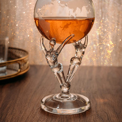 Love Crystal Decanter, For Wine & Whiskey The Wine Savant - 12" Tall - Spirits, Whiskey, Scotch, Bourbon, Cognac and Brandy - 500mL - By The Wine Savant - Lovers Globe Spouse, Partner Gifts