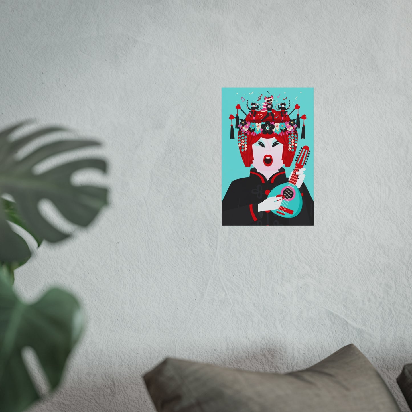 Giclée Fine Art Print - Arte de la Ópera de Beijing - El jugador de la mandolina 