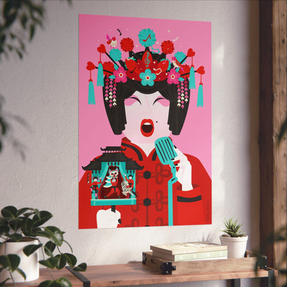 Giclée Fine Art Print - Arte de la Ópera de Beijing - El Cantante 