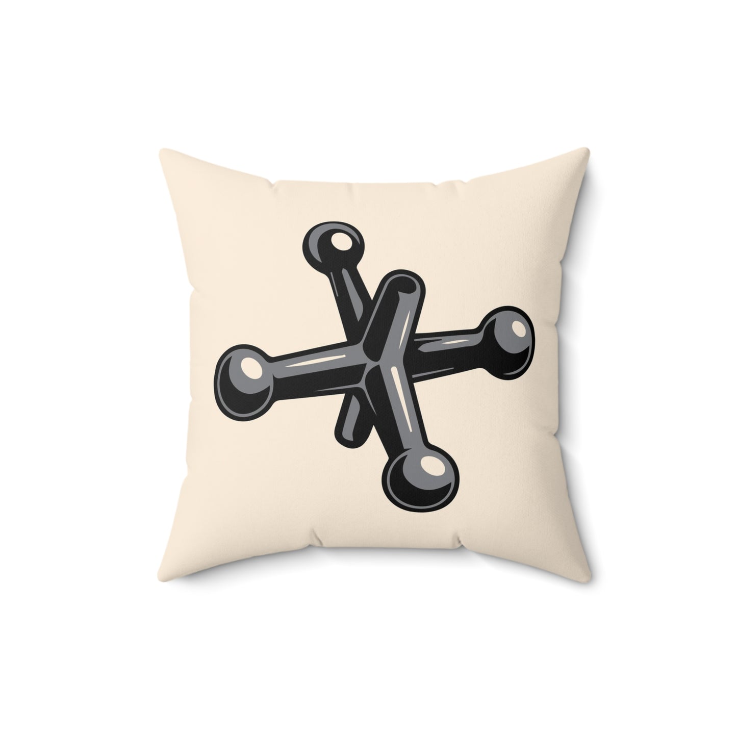 Quadratisches Kissen Jacks aus Wildlederimitat, grau – cremeweiß