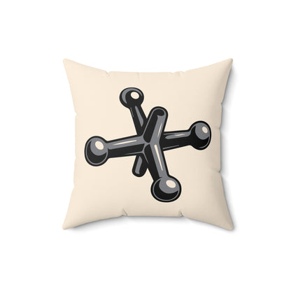 Quadratisches Kissen Jacks aus Wildlederimitat, grau – cremeweiß