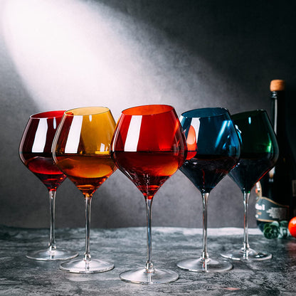 Slanted Rim Colored Wine Glasses by The Wine Savant – Set of 5 Stylish and Slant Rim Wine Glasses for Parties, Multicolor Set for Weddings Anniversary, White or Red Wine, Cabernet Bordeaux 20 oz