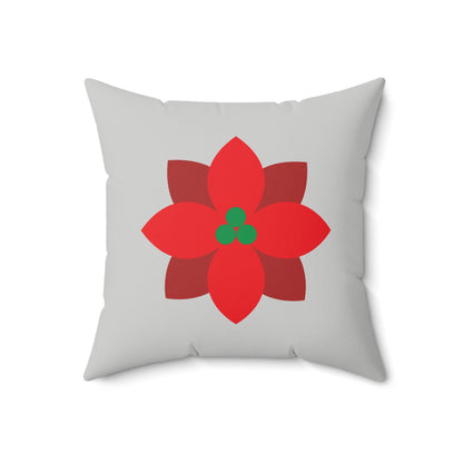 Faux Suede Square Pillow Christmas Flowers flat