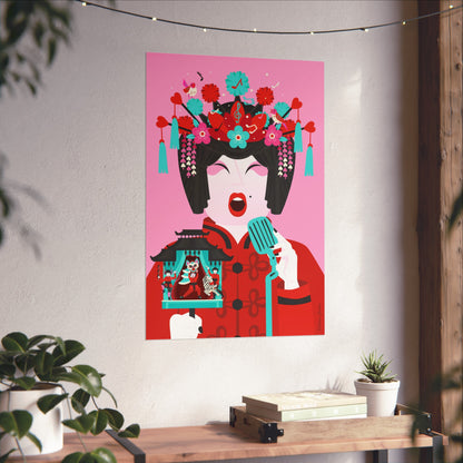 Giclée Fine Art Print - Arte de la Ópera de Beijing - El Cantante 