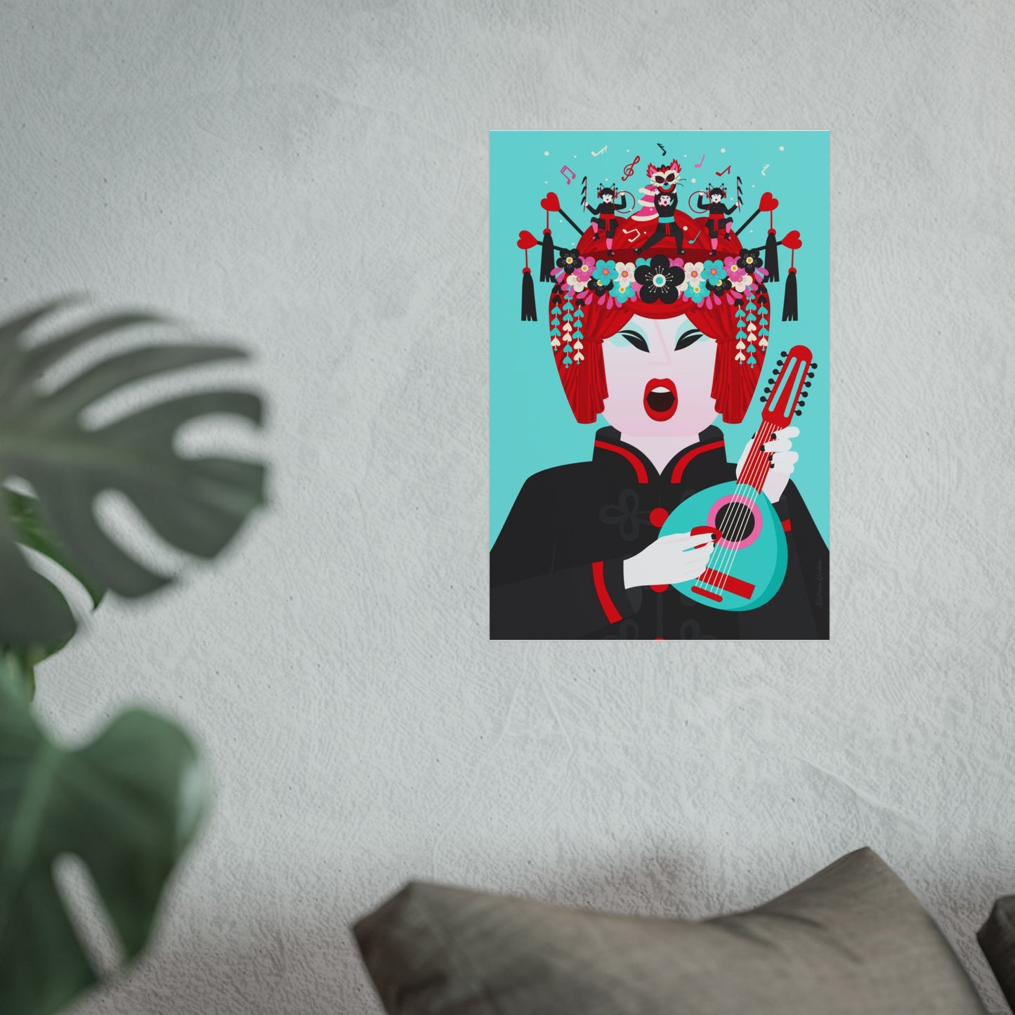 Giclée Fine Art Print - Arte de la Ópera de Beijing - El jugador de la mandolina 