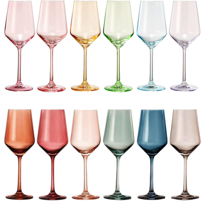 Make Your Own Set Wine Glass SINGLE, Muted Blue Colored Large 12 oz Glass, Unique Italian Style Tall for White & Red Wine, Mothers Day Gift, Set of 1 Beautiful Glassware (Midnight Blue)
