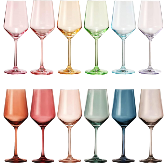 Make Your Own Set Wine Glass SINGLE, Muted Blue Colored Large 12 oz Glass, Unique Italian Style Tall for White & Red Wine, Mothers Day Gift, Set of 1 Beautiful Glassware (Midnight Blue)