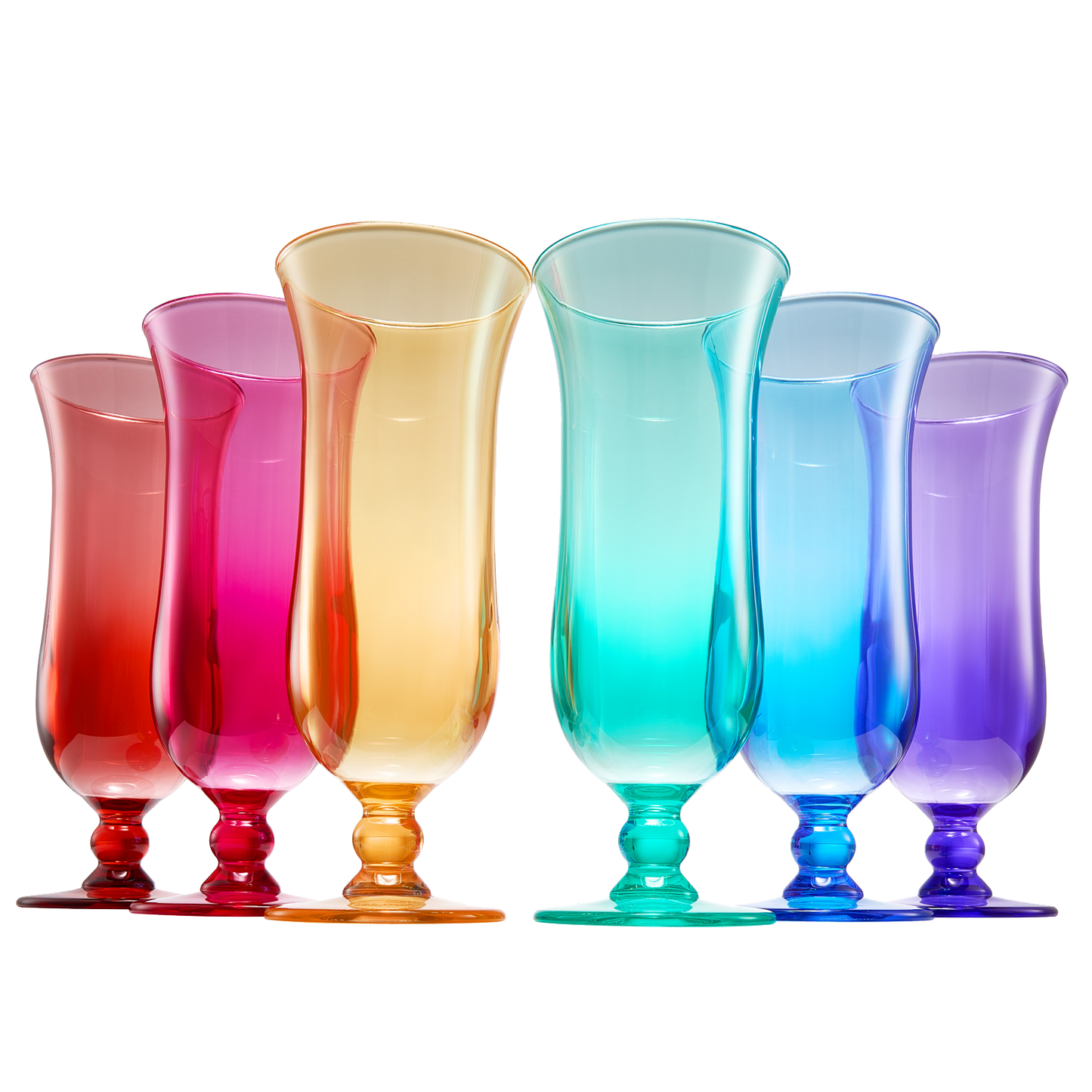 Unbreakable Color Hurricane Glasses | Set of 6 | 100% Tritan Drinkware, 14 oz Acrylic Dishwasher Safe Shatterproof BPA-free plastic, Reusable Pina Colada, Cocktail Margarita Tropical Party Drinkware