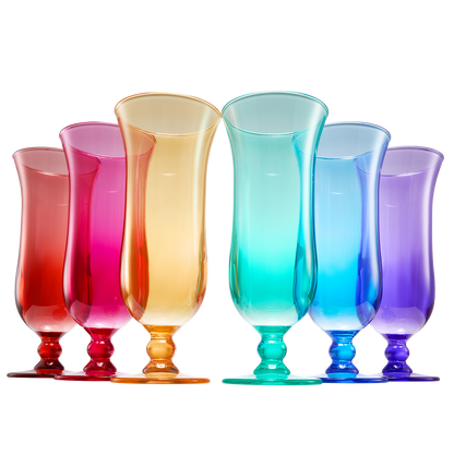 Unbreakable Color Hurricane Glasses | Set of 6 | 100% Tritan Drinkware, 14 oz Acrylic Dishwasher Safe Shatterproof BPA-free plastic, Reusable Pina Colada, Cocktail Margarita Tropical Party Drinkware
