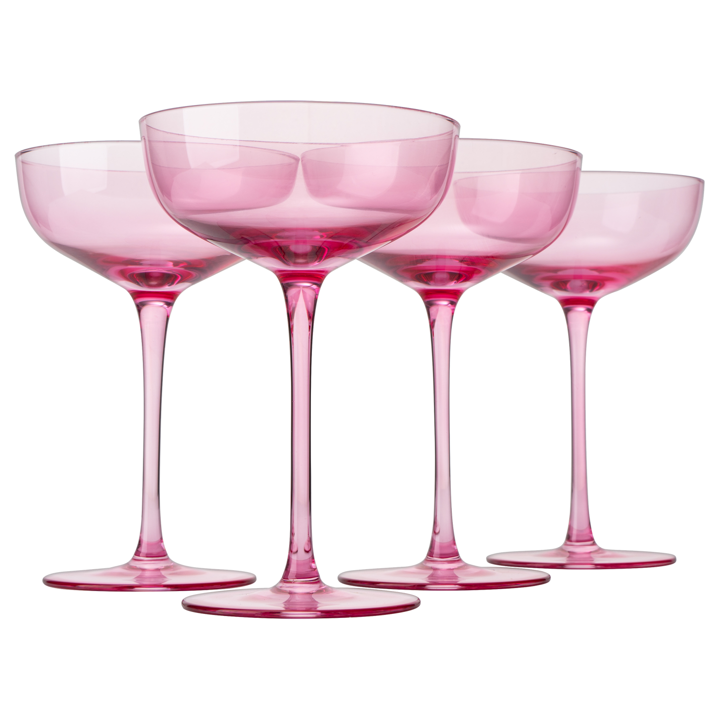 The Wine Savant Colored Coupe Glass | 7oz | Set of 4 Colorful Champagne & Cocktail Glasses, Fancy Manhattan, Crystal Martini, Cocktails Set, Margarita Bar Glassware Gift, Vintage (Blush Pink)