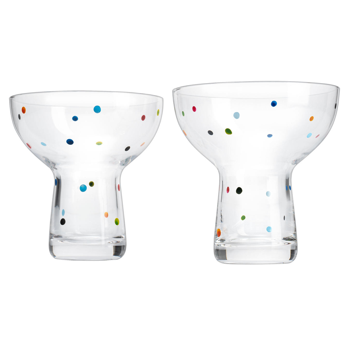 The Wine Savant Hand Blown Margarita Glass – Luxury Hand Blown Confetti Margarita, Martini & Champagne Glasses Cinco de Mayo, Hand Blown Glass – Large Party (Polka Dot Vintage Design)