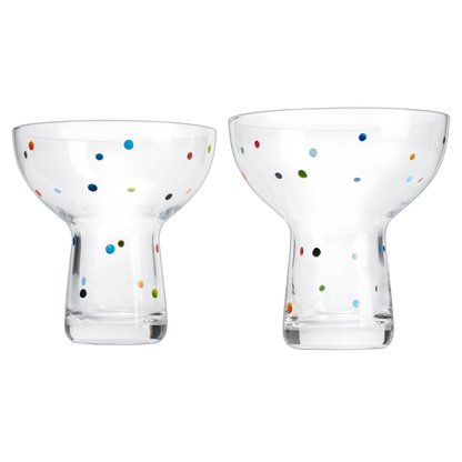 The Wine Savant Hand Blown Margarita Glass – Luxury Hand Blown Confetti Margarita, Martini & Champagne Glasses Cinco de Mayo, Hand Blown Glass – Large Party (Polka Dot Vintage Design)