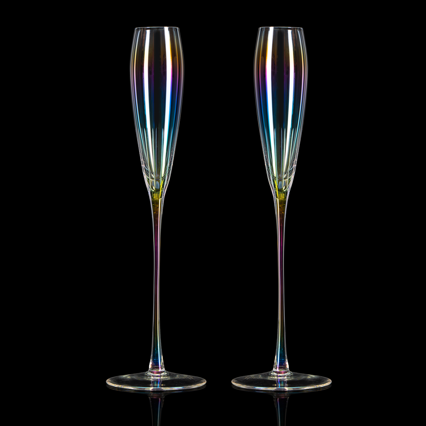 Parisian Performance Glassware French Paris Collection Crystal Pink Glasses, Red & White Wines - The Wine Savant - For Weddings Present Everyday Beautiful Gift Anniversary (Iridescent Champagne 2 set)