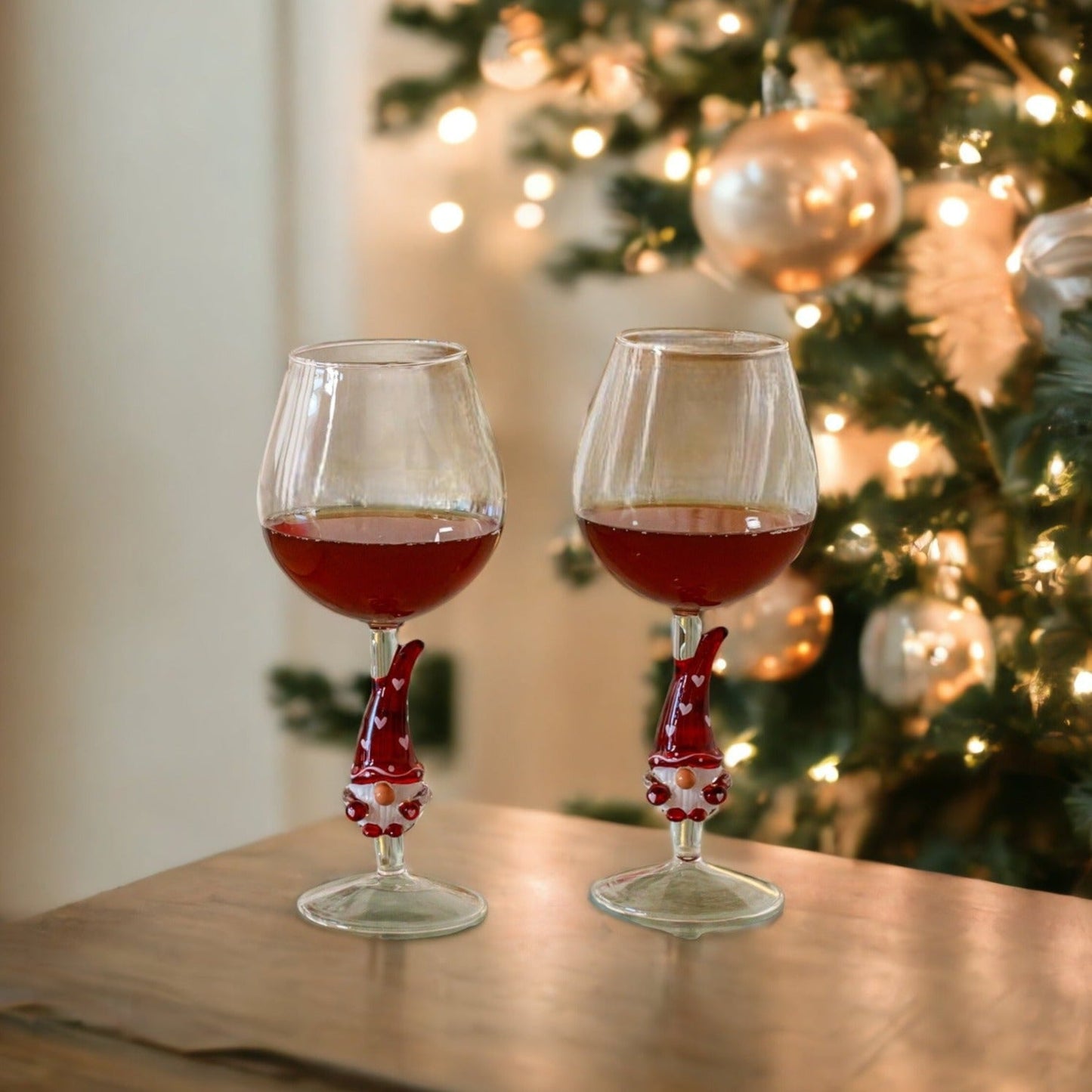 Christmas 3D Stemmed Gnome Wine Glasses