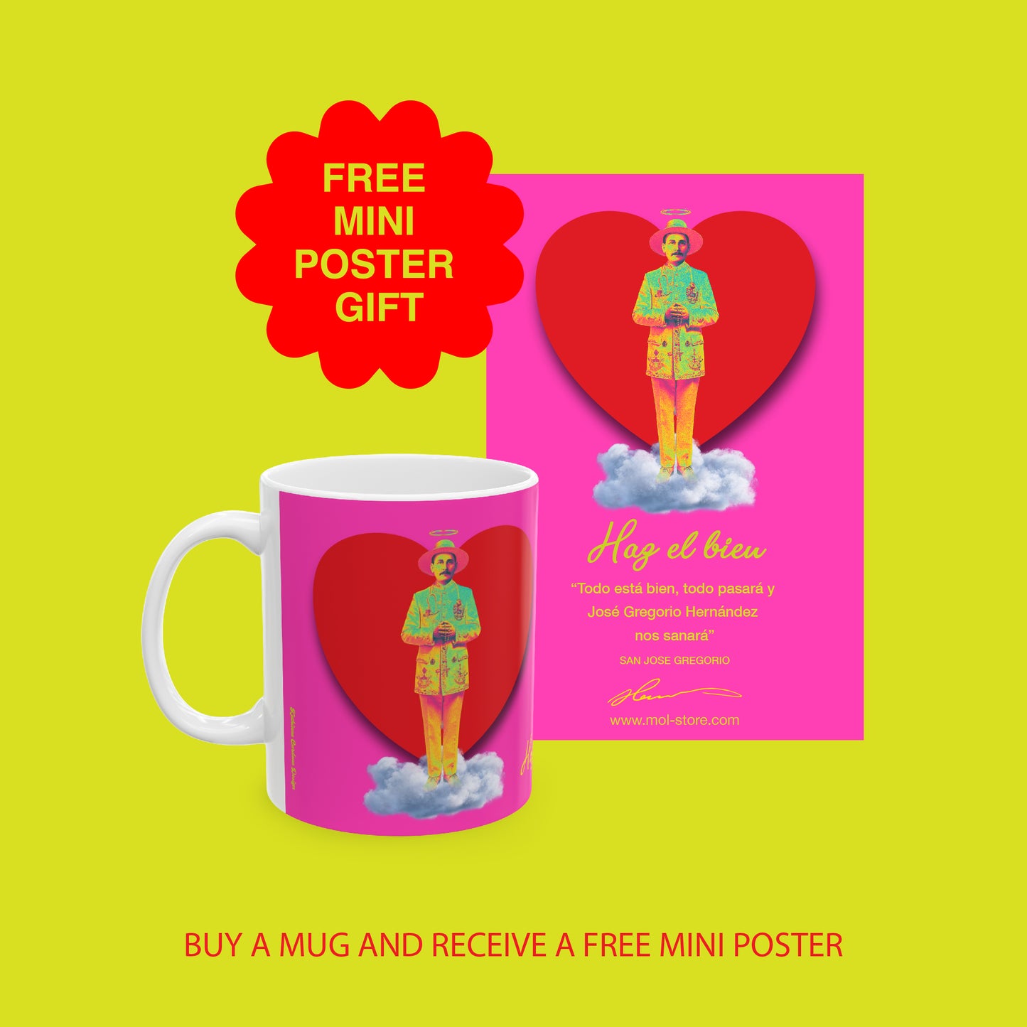 Ceramic Mug, (11oz, 15oz) San José Gregorio Hernández Pop 2