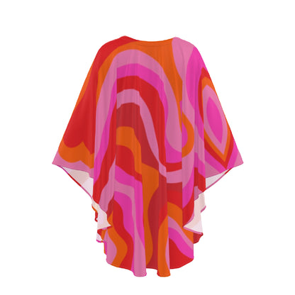 Pink Pop Waves Silk Kaftan