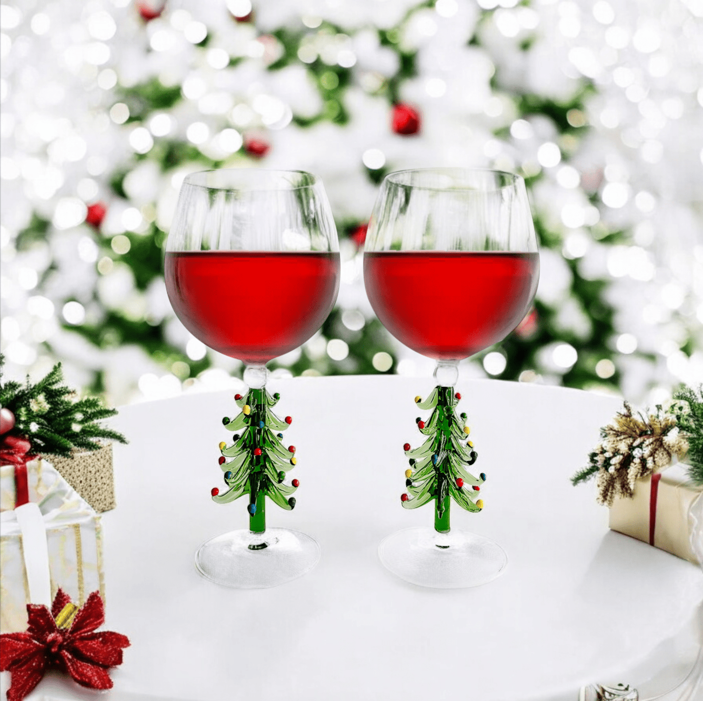 3D Christmas Tree Wine Glasses