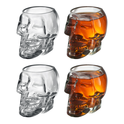 Monkey and Heroes Extra Large Skull Shot Glasses Set of 4, Use Skull Head Cup For A Whiskey, Scoth and Vodka Shot Glass, 3 Ounces