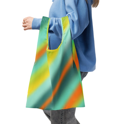 Shopping Bag Gradient Diagonal Stripe green
