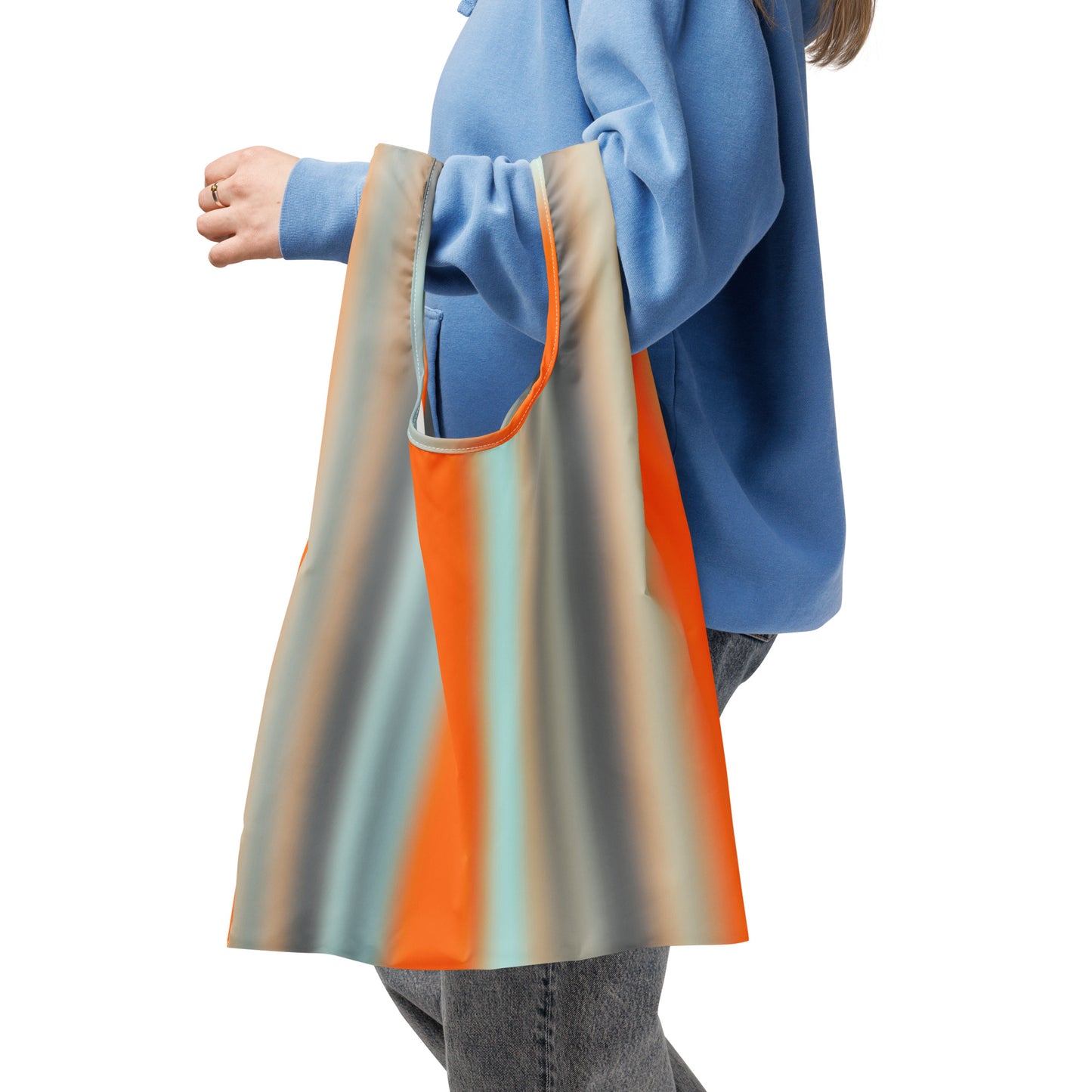 Shopping Bag Blurred Stripe Orange