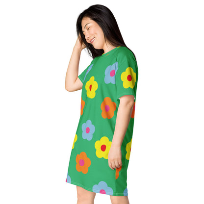 T-shirt dress Flower green