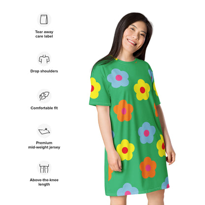 T-shirt dress Flower green