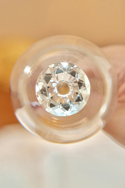 Champagne Flute Glassware | Set of 2, 7.8 OZ | Diamond Stemmed Glass, Gift for Her