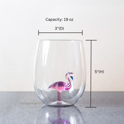 3D Flamingo Stemless Glasses