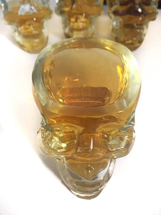 Monkey and Heroes Extra Large Skull Shot Glasses Set of 4, Use Skull Head Cup For A Whiskey, Scoth and Vodka Shot Glass, 3 Ounces