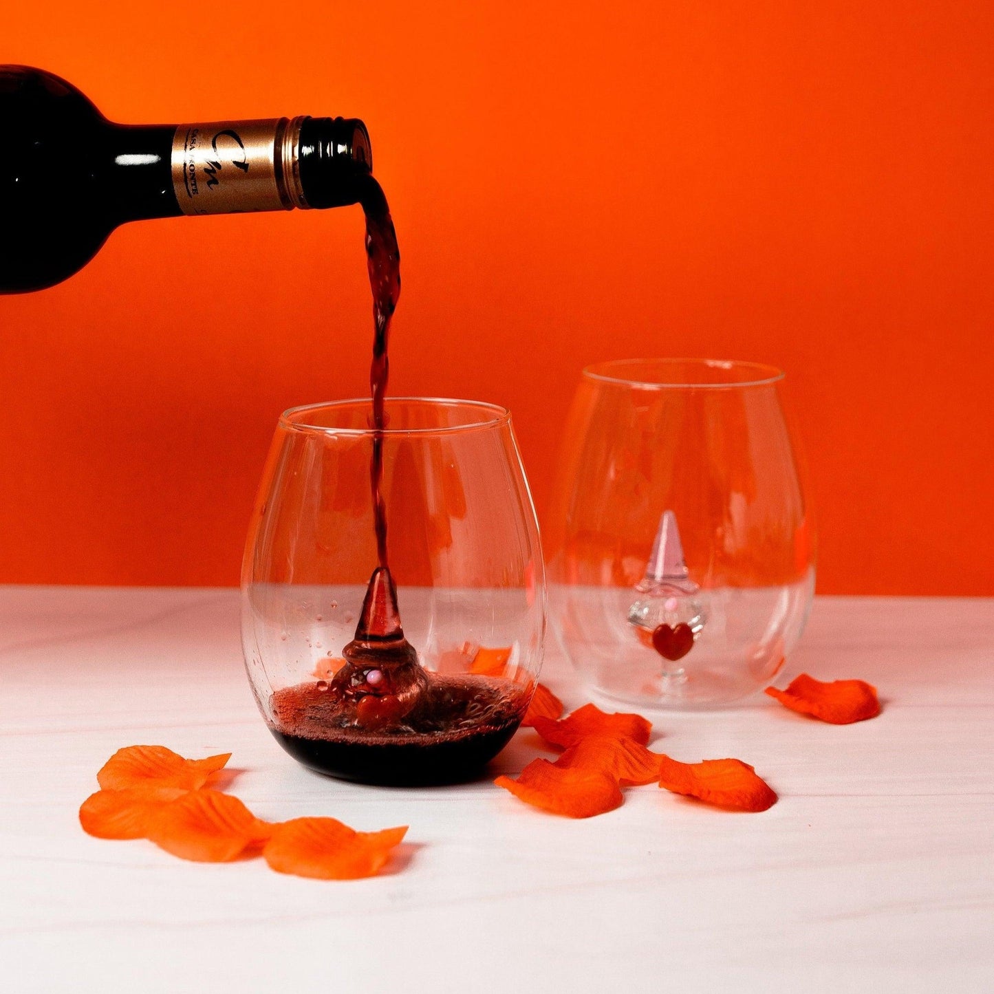 3D Gnome Heart Stemless Glasses