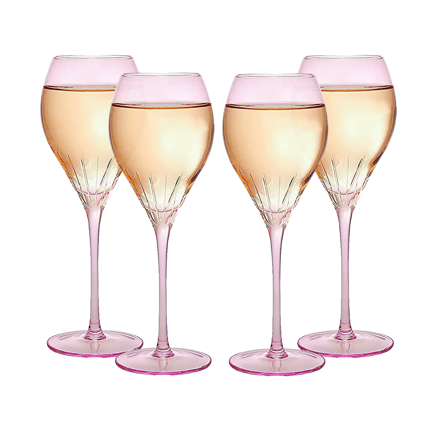 Paris Collection Crystal Pink Balloon Wine Glasses, Red & White Wines 14 oz Set of 4 by The Wine Savant - Extraordinary Parisian Glass, For Wedding Beautiful Present Anniversary Birthday Women Men Bar