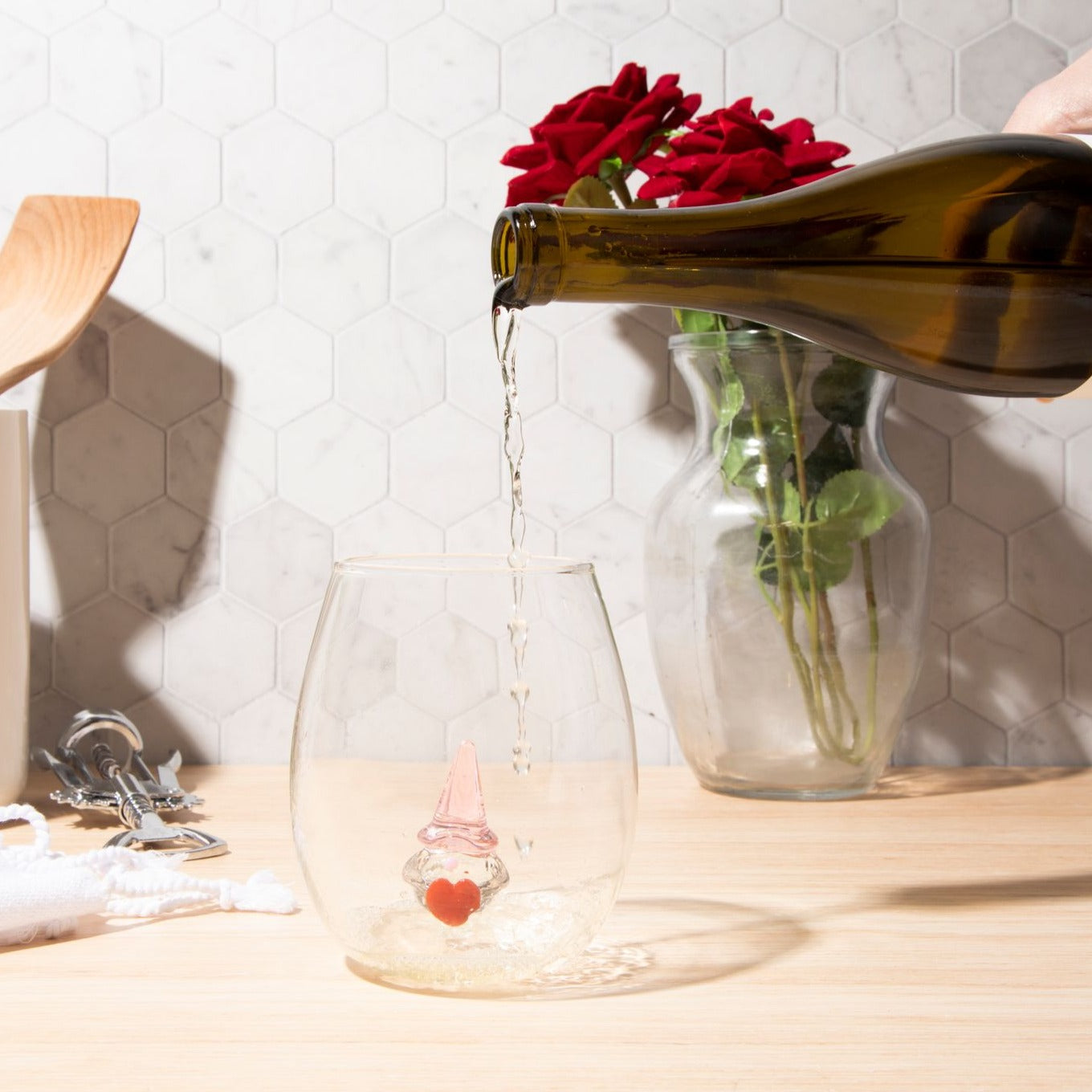 3D Gnome Heart Stemless Glasses