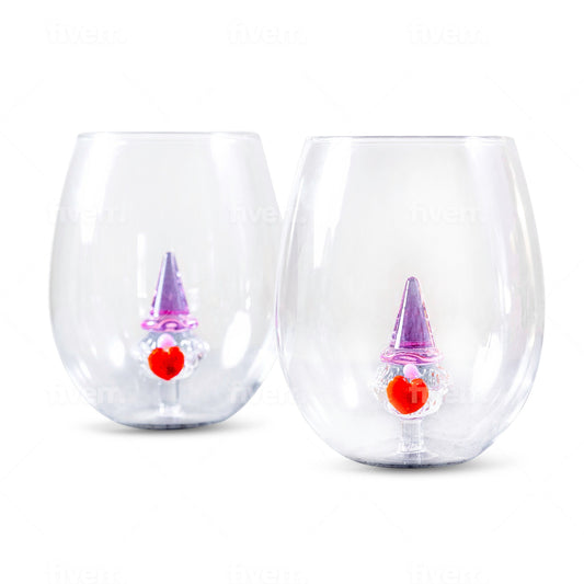 3D Gnome Heart Stemless Glasses