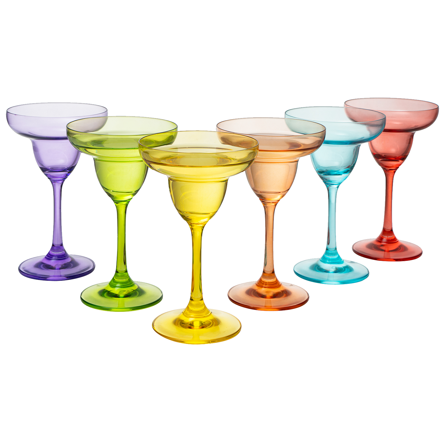 The Wine Savant Hand Blown Colorful Margarita & Martini Glass (Set of 6) – Fancy 7.4oz Luxury Hand Blown For Cocktails, Water, Wine, Juice, & Champagne Glasses Cinco de Mayo Large Party, Set of 6